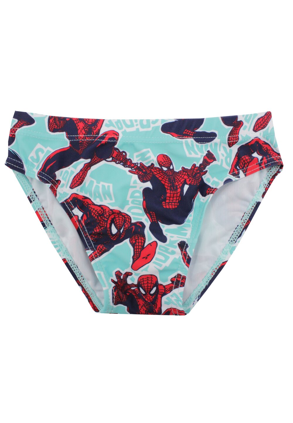 Slip de baie baieti, 84% poliester, Spider man, turcoaz 84%