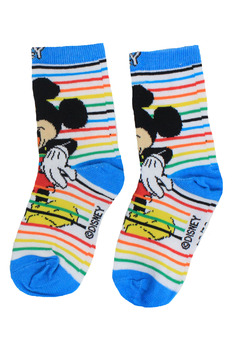 Sosete, 55% bumbac, Mickey Mouse, cu dungi, multicolor