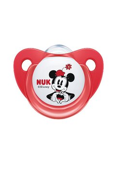Suzeta Nuk, cu tetina din silicon, 0-6 luni, Minnie, rosu