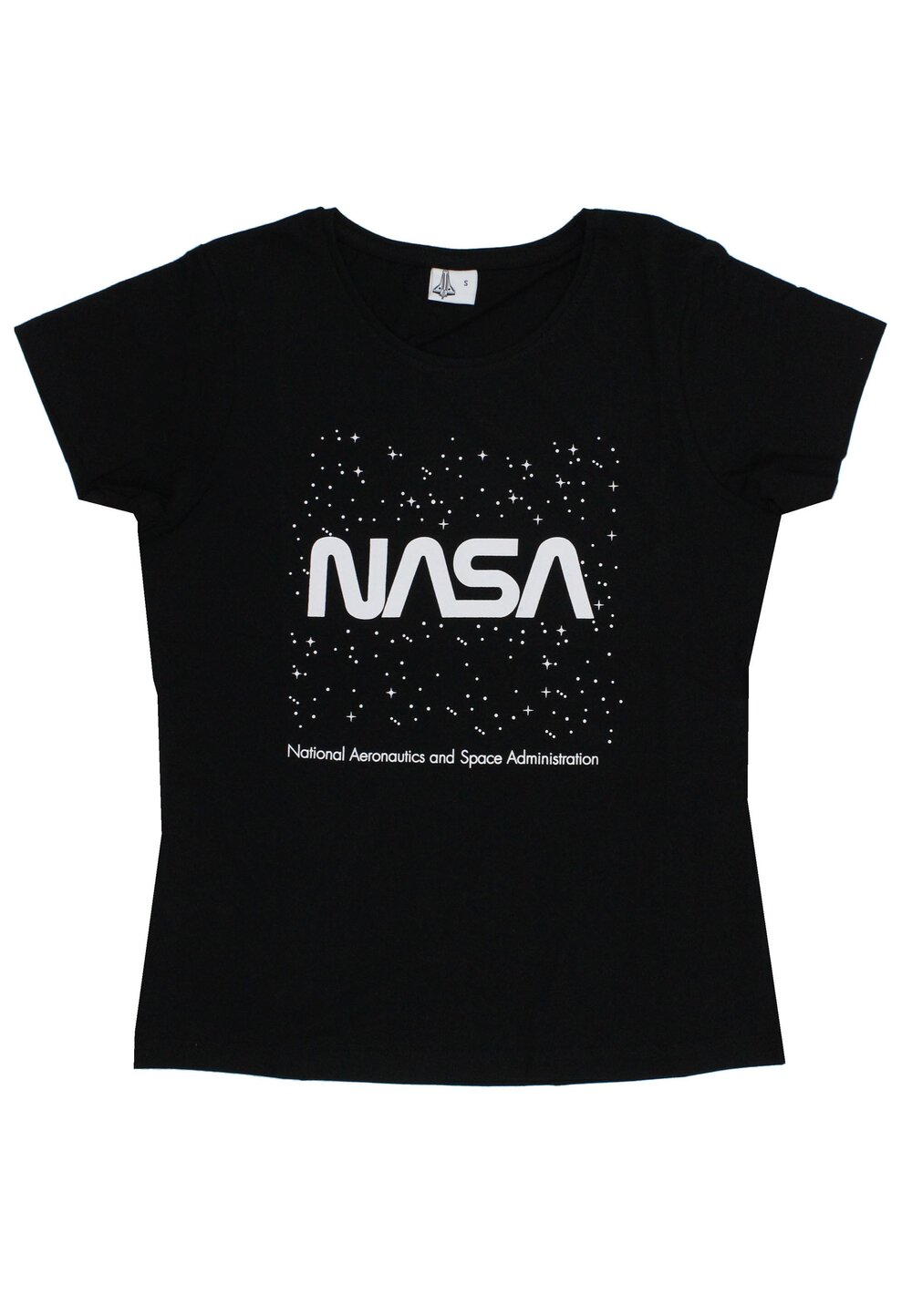 Tricou adulti, bumbac, Nasa, negru cu stelute