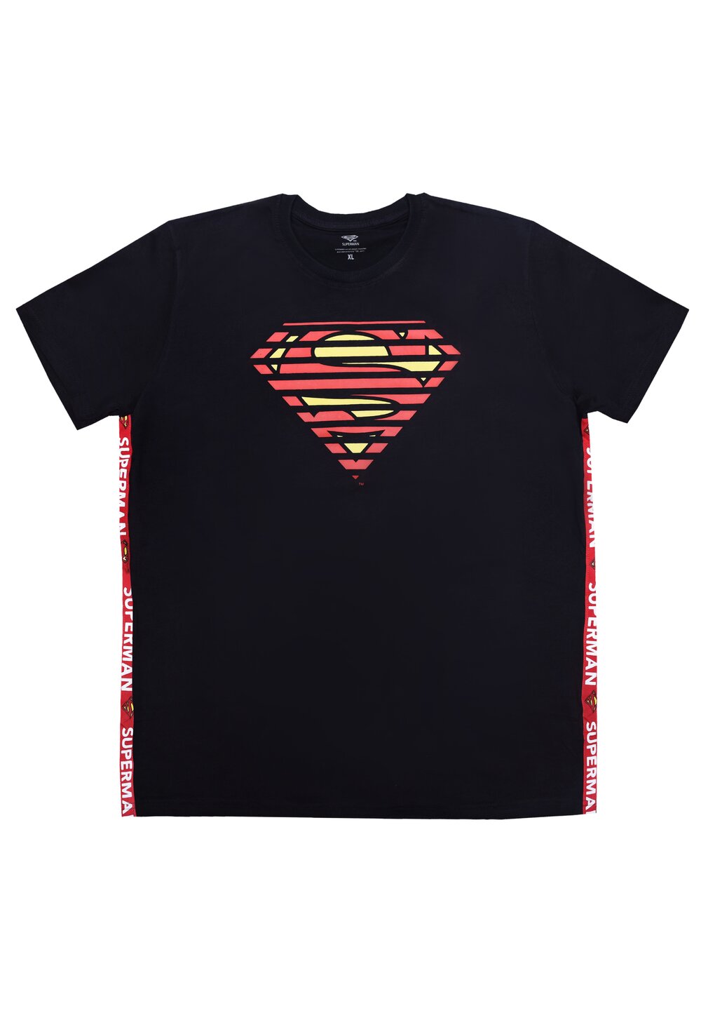 Tricou adulti, bumbac, Superman, negru cu rosu