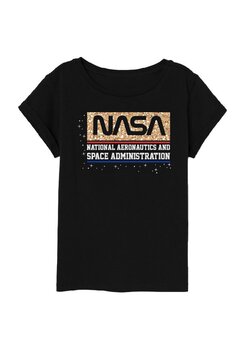 Tricou fete, Nasa, negru cu auriu