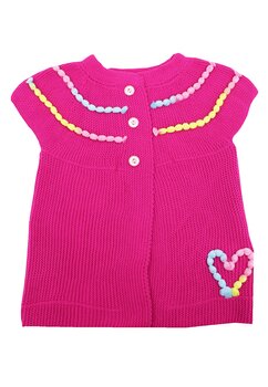 Vesta fete, tricotata, Heart, roz inchis