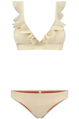 Costum de baie Shiwi Glitter Bobby Ruffle Triangle Bikini Alb