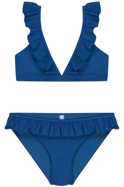 Costum de baie Shiwi Panama Ruffle Triangle Bikini Albastru