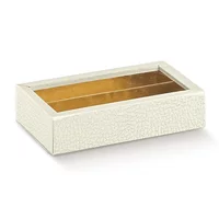 Cutie cu insertie imitatie piele alba Alb