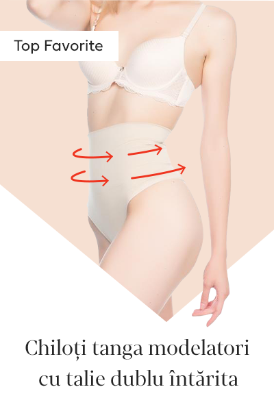 Chiloti tanga modelatori cu talie dublu intarita s