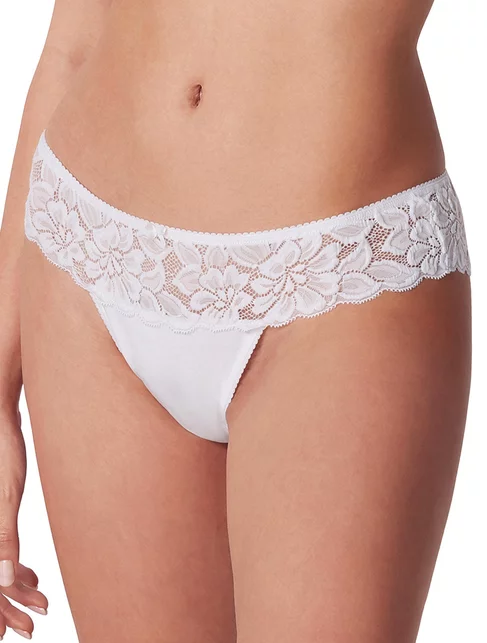 Chiloti brazilieni bumbac cu talia joasa si dantela Cotonella ADC87