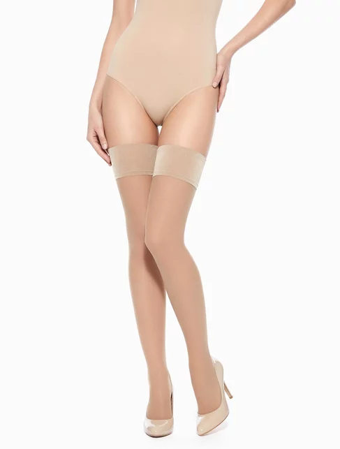 Ciorapi cu banda adeziva Marilyn Lux Line Exclusive Make-up Hold-ups 10 den