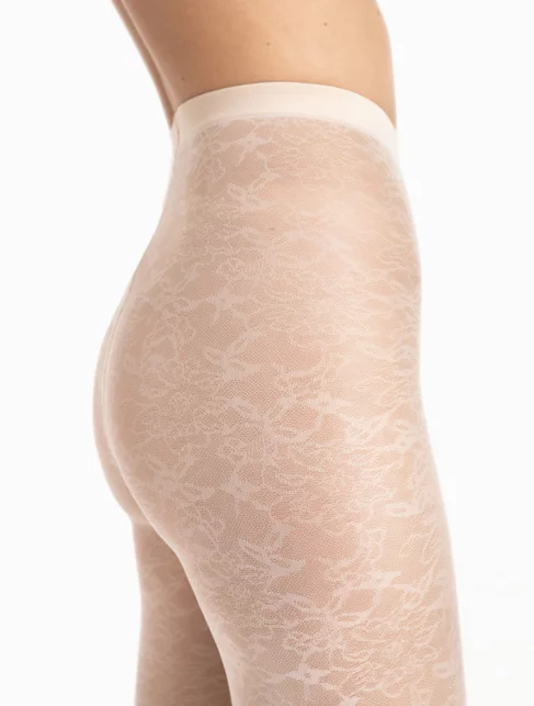 Ciorapi imitatie plasa marunta cu model floral Fiore Ariel 30 den