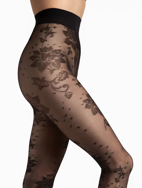Ciorapi imitatie plasa marunta cu model floral Fiore Sharon 30 den