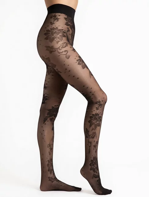 Ciorapi imitatie plasa marunta cu model floral Fiore Sharon 30 den