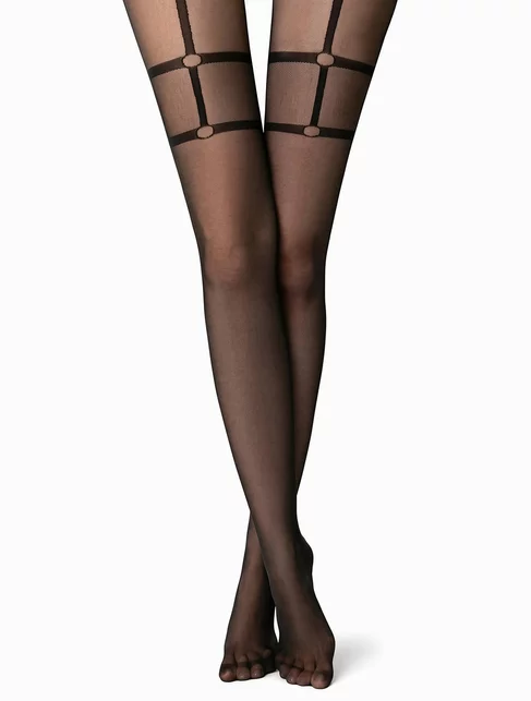 Ciorapi cu model imitatie portjartier Conte Elegant Instinct 20 den