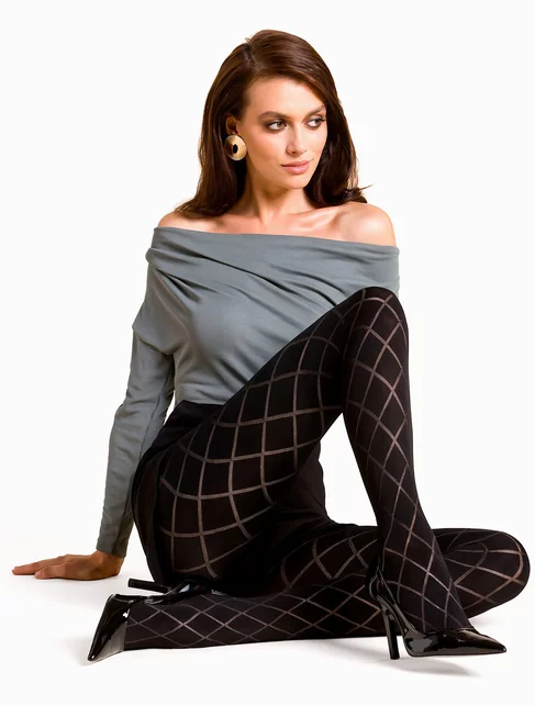 Ciorapi negri cu model in carouri Gabriella 328 Savia 60 den