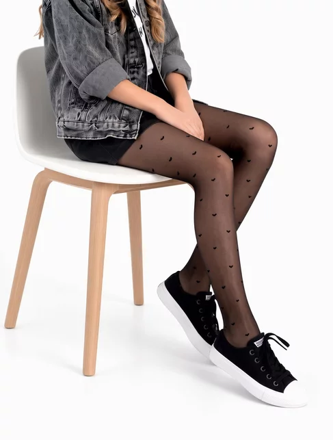 Dresuri copii negre cu inimioare Knittex Milani 20 den