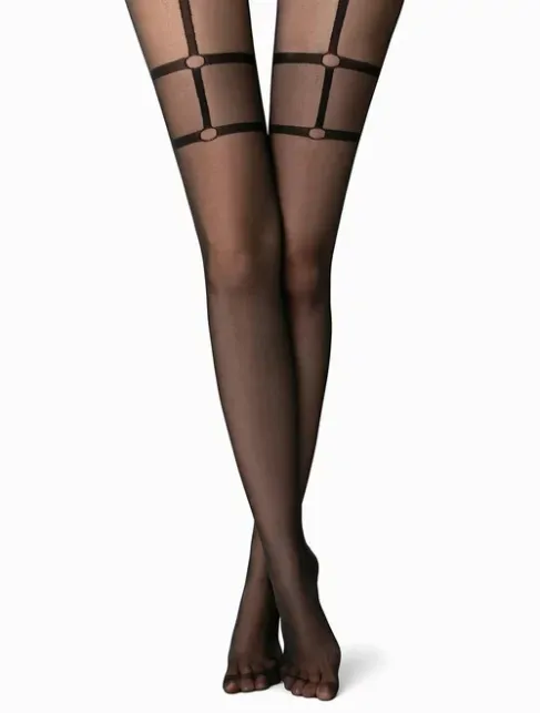 Ciorapi cu model imitatie portjartier Conte Elegant Instinct 20 den