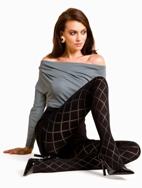 Ciorapi negri cu model in carouri Gabriella 328 Savia 60 den