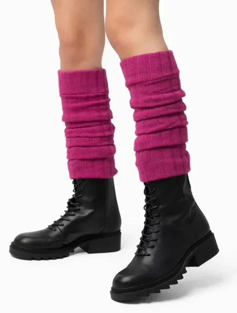 Jambiere groase lana si acril fucsia fara varf Steven S068-040