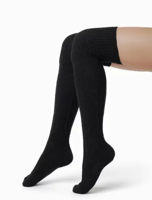Jambiere lana negre peste genunchi Steven S089-015