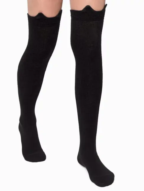 Sosete lungi fete bumbac negre Conte Elegant Overknees