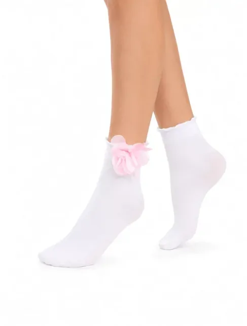 Sosete fete lycra cu manseta intarita si flori aplicate Knittex Hawai 40 den