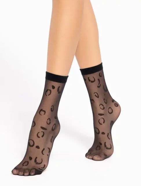 Sosete lycra negre cu model leopard Gatta Trendy WZ15 20 den