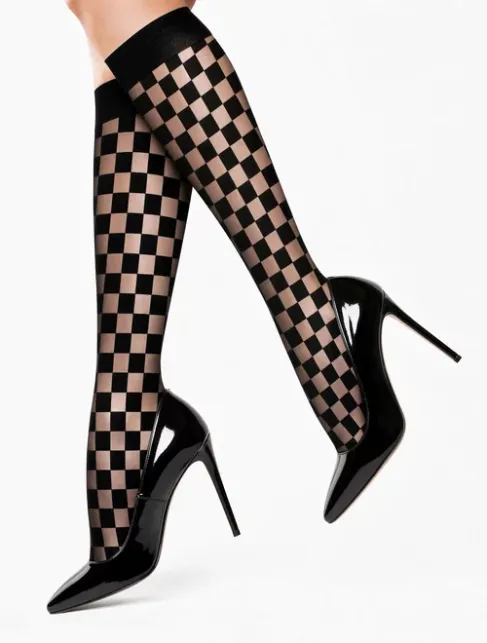Sosete lycra negre in carouri Lores Scacchi 20 den