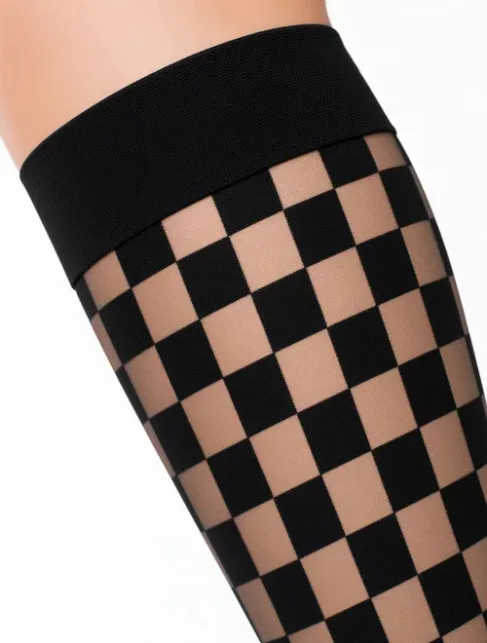 Sosete lycra negre in carouri Lores Scacchi 20 den
