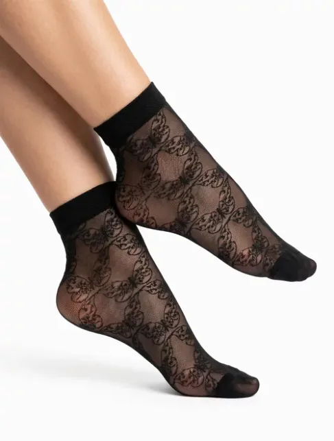 Sosete negre cu model jacquard Knittex Valentina 20 den