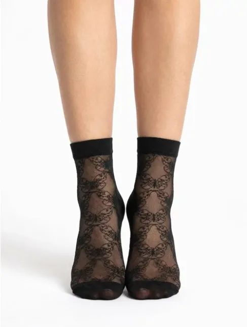 Sosete negre cu model jacquard Knittex Valentina 20 den