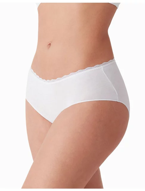 Set 3 perechi chiloti clasici bumbac cu talia medie si dantela Cotonella GD293 0003