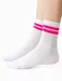 Sosete bumbac albe cu dungi roz Steven S026-229