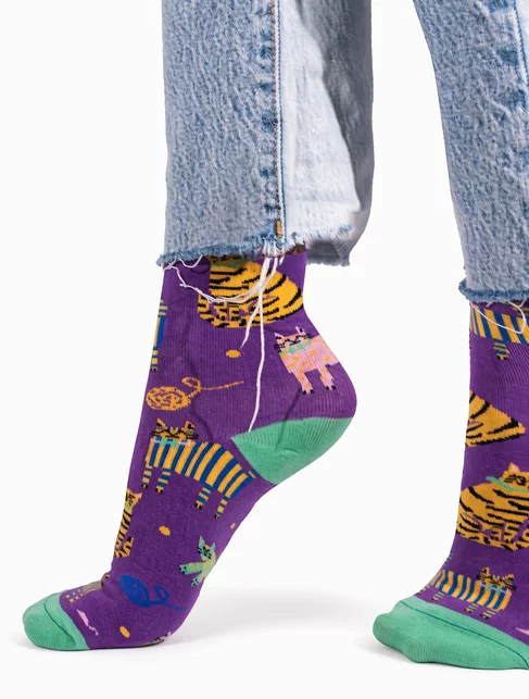 Sosete colorate cu pisici Kabak Violet Cats