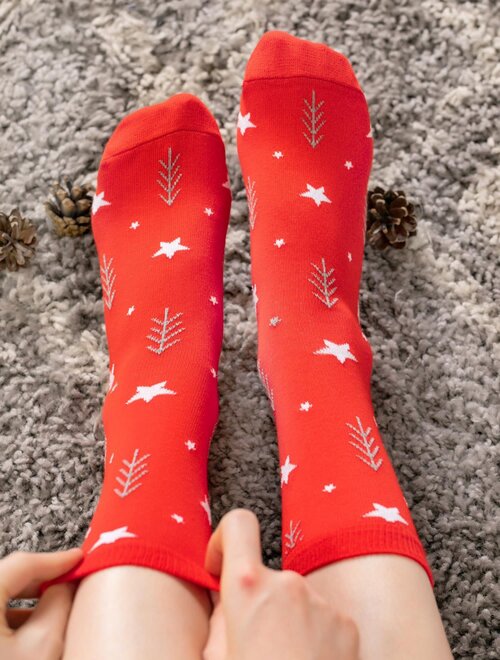 Sosete de Craciun rosii cu stelute Socks Concept SC-NL10
