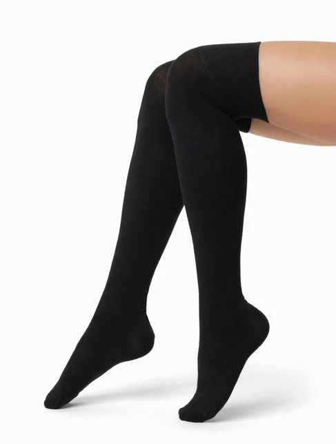 Sosete jambiere negre lungi peste genunchi Steven S076-019
