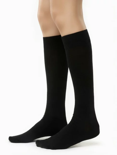 Sosete lana merinos negre lungi sub genunchi Steven S130