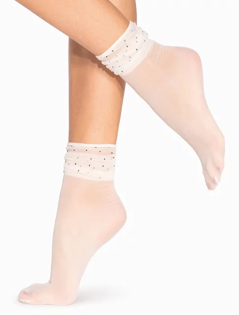 Sosete lycra albe cu picatele negre Gatta Spring Vibes WZ05 15 den
