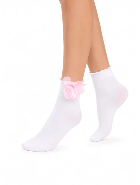 Sosete fete lycra cu manseta intarita si flori aplicate Knittex Hawai 40 den