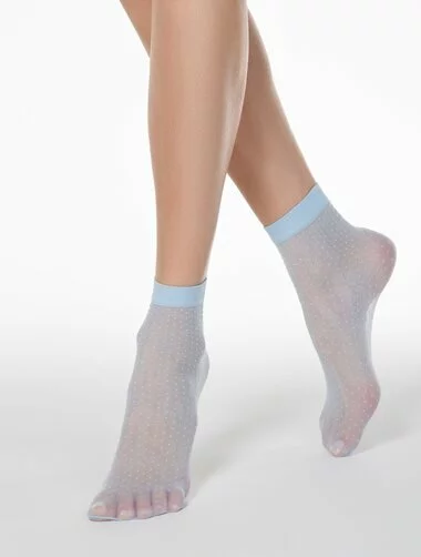 Sosete lycra albastre cu picatele marunte Conte Elegant Thin Dots 40 den