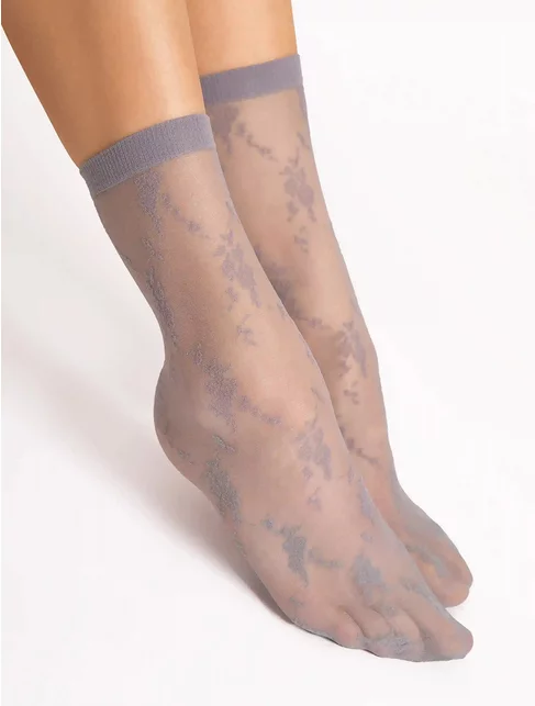 Sosete lycra gri cu model Fiore Rosa 20 den