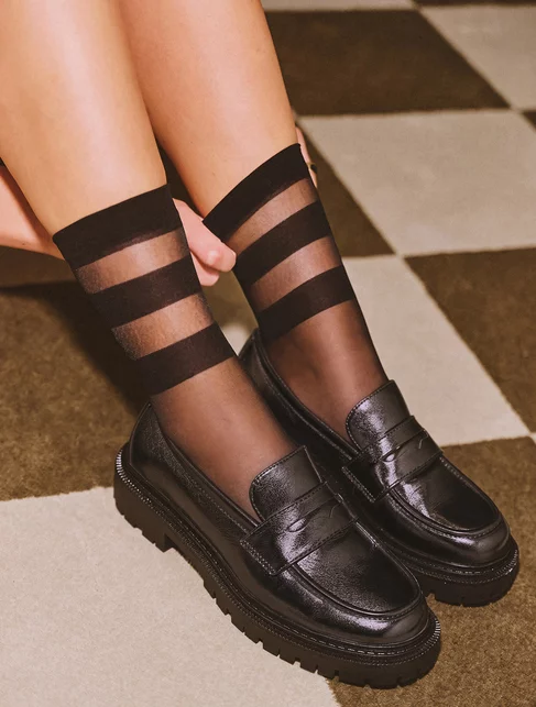 Sosete lycra negre cu dungi pe glezna Gabriella 1199 Cari's 20 den