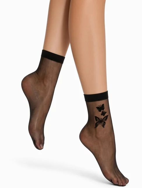 Sosete lycra negre cu fluturasi negri Knittex Float 20 den