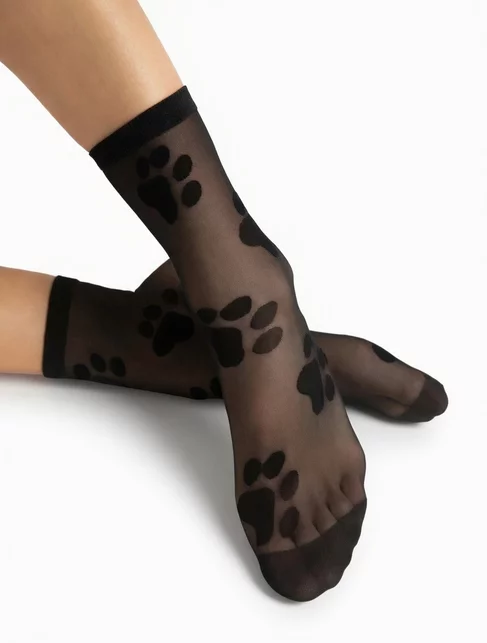 Sosete lycra negre cu model Fiore Pawpaw 20 den