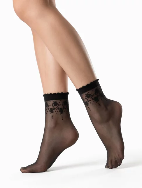 Sosete lycra negre cu model Gabriella 526 Bloom 20 den