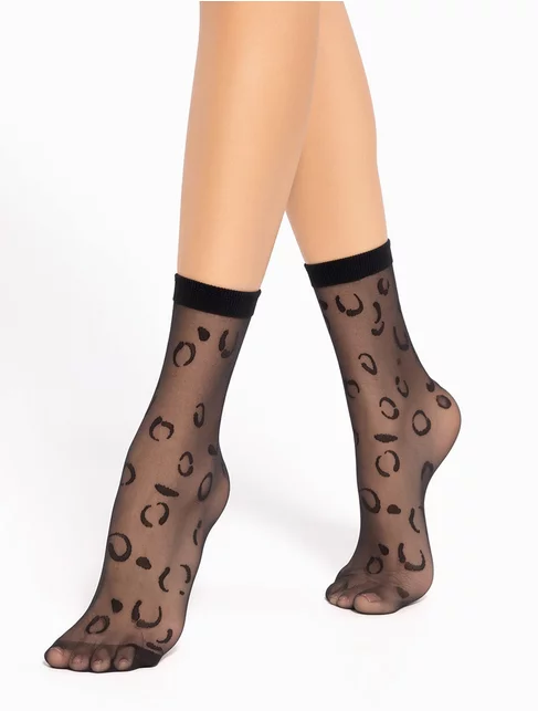 Sosete lycra negre cu model leopard Gatta Trendy WZ15 20 den