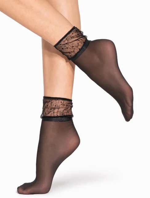 Sosete lycra negre cu picatele negre Gatta Spring Vibes WZ07 15 den