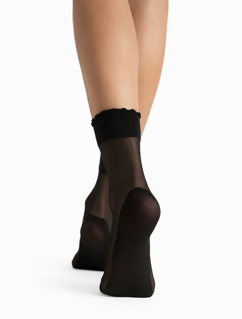 Sosete lycra negre cu talpa intarita si efect de masaj Fiore Pico Massage 20 den