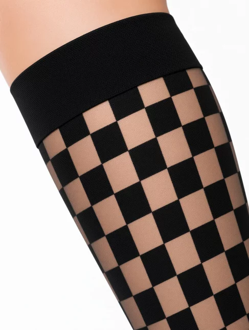 Sosete lycra negre in carouri Lores Scacchi 20 den