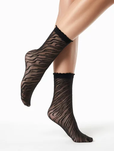 Sosete negre cu model animal print Gabriella Ama 567 20 den
