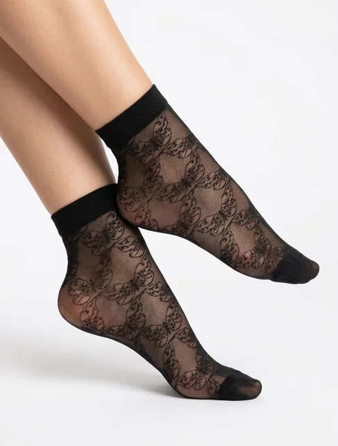 Sosete negre cu model jacquard Knittex Valentina 20 den